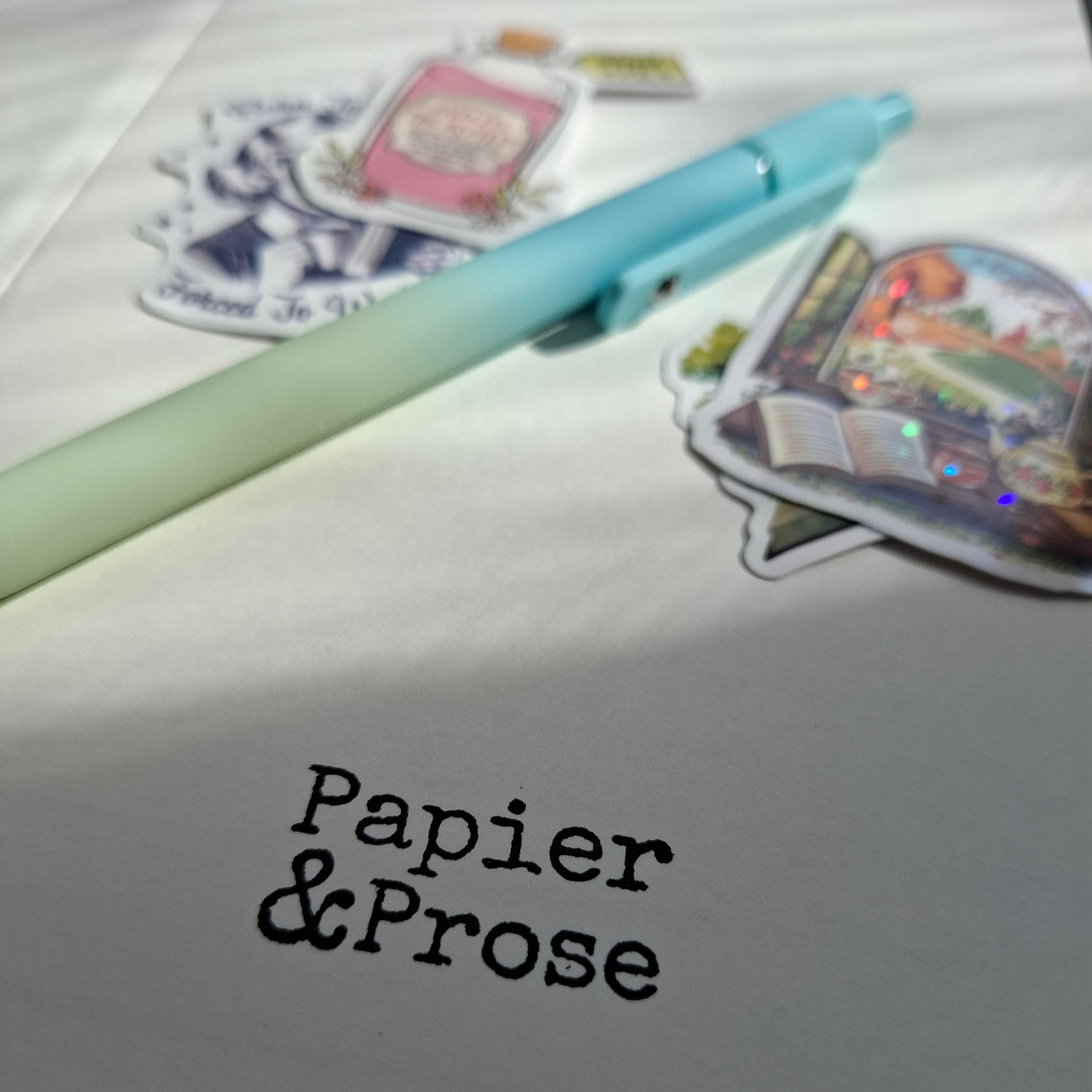 Papier & Prose notebook, stickers and soft-touch pen