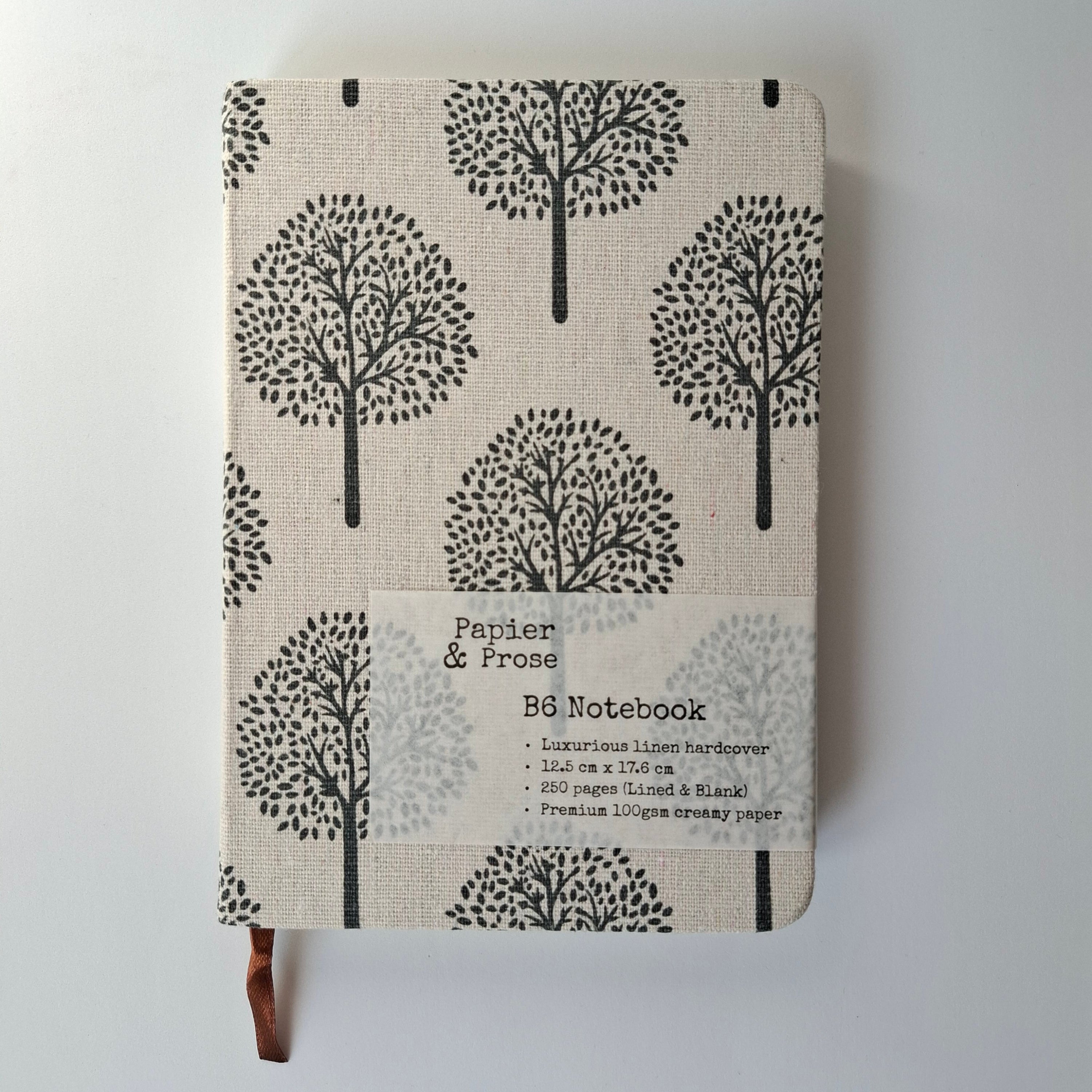 B6 linen hardcover journal blank and lined pages Papier & Prose premium luxury notebook