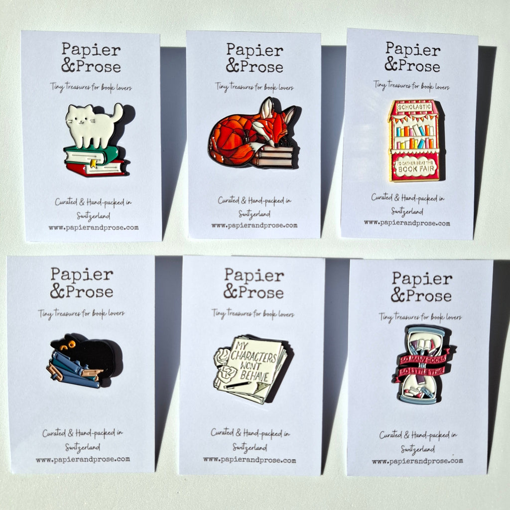 Bookish enamel badge pins Papier & Prose