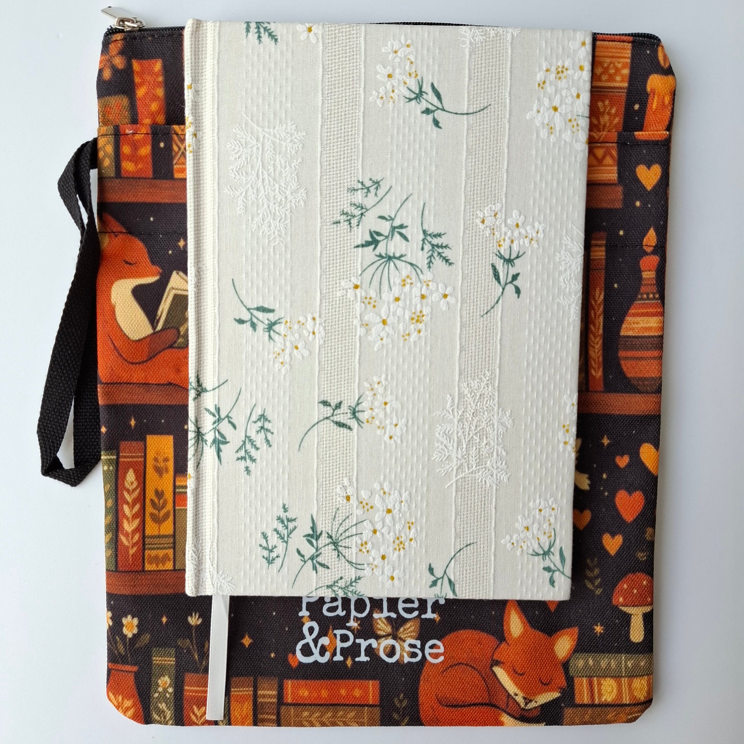 Fox fabric Book protector bag and linen notebook Papier & Prose