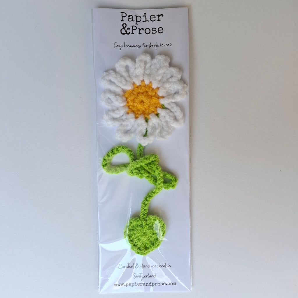 crochet blossom flower bookmark handmade Papier & Prose bookish daisy