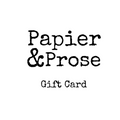 Papier & Prose gift card with black text on a white background